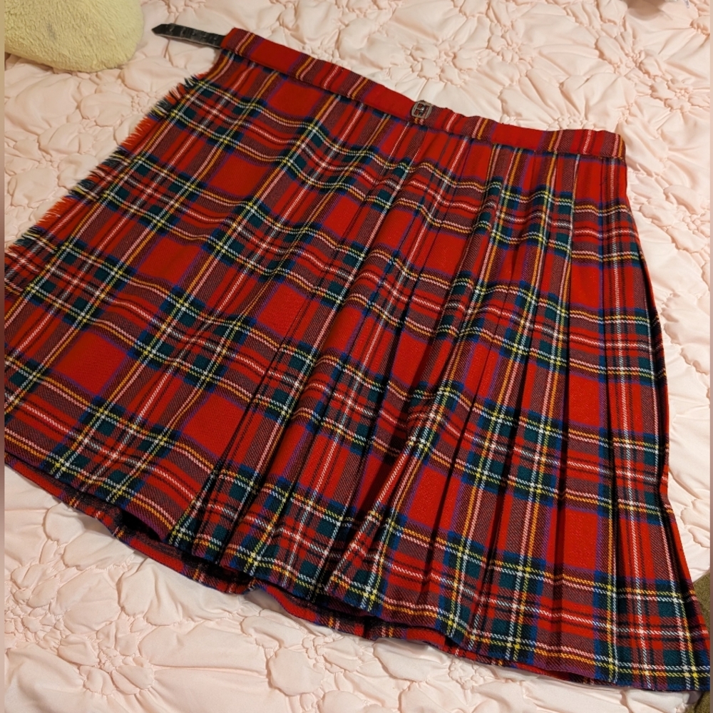 Kilt Red Tartan Scottish Wool Made In Great Britian Vintage